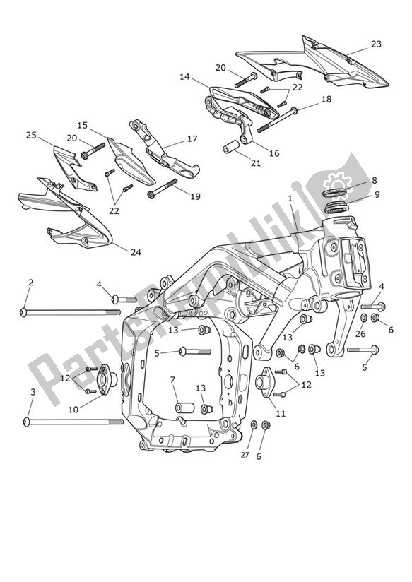 Alle onderdelen voor de Main Frame Assembly With Crashpad van de Triumph Daytona 675 From VIN 564948 2017 - 2018