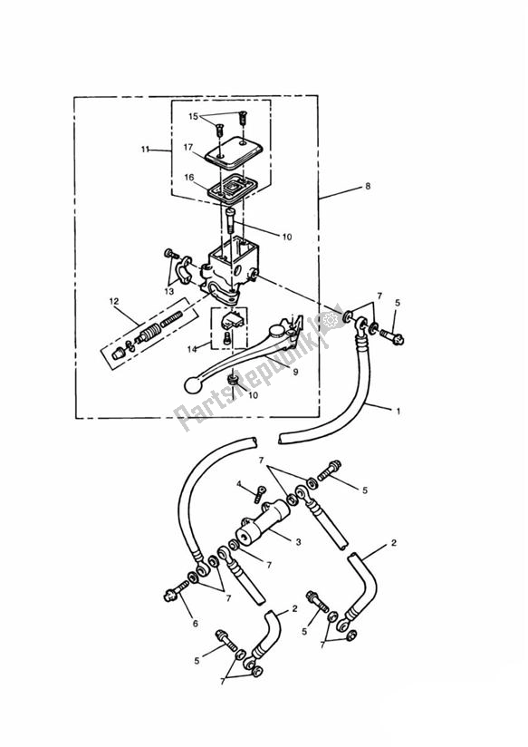 Alle onderdelen voor de Master Cylinder Assy Front van de Triumph Speed Triple Carburator 885 1994 - 1997