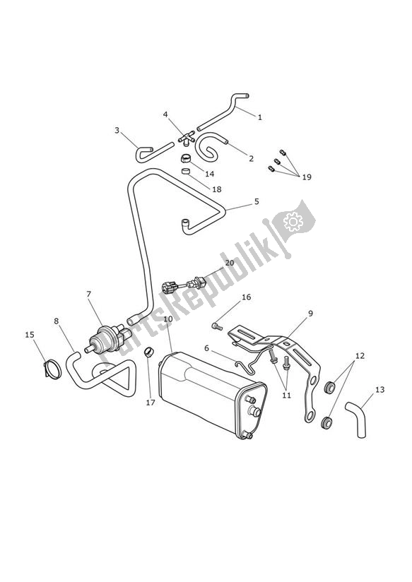 Wszystkie części do Evap System From Vin 761796 Triumph Tiger XC UP TO VIN 855531 1215 2015 - 2017