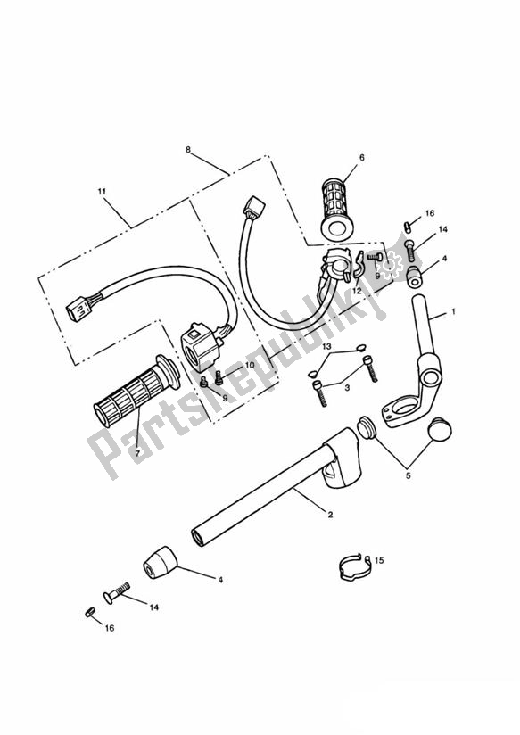 All parts for the Handlebar Switch of the Triumph Trophy UP TO VIN 29155 1215 2012 - 2017