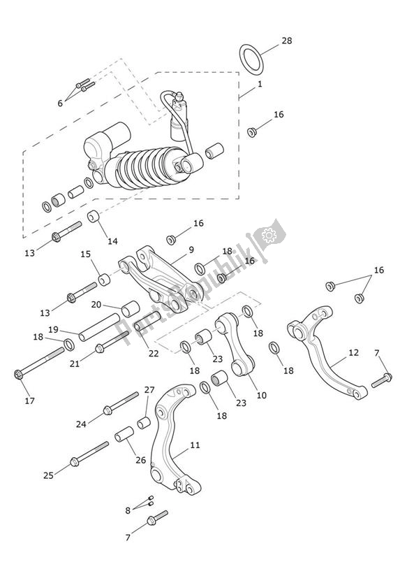 All parts for the Rear Suspension Unit of the Triumph Rocket 3 R 2458 2020 - 2024