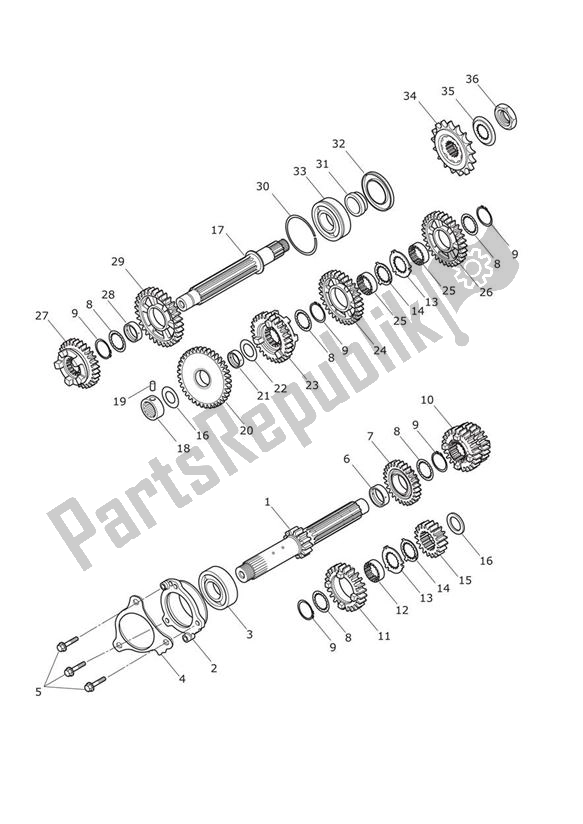 All parts for the Gears of the Triumph Daytona R From VIN 564948 675 2017 - 2018