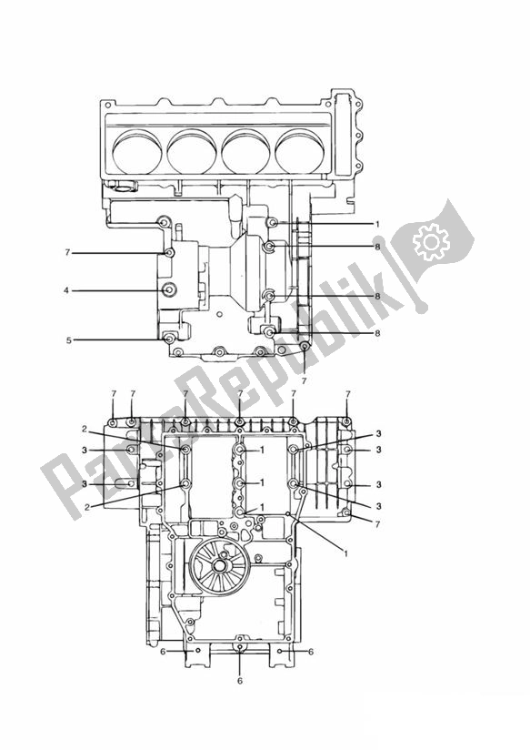 All parts for the Crankcase Screws 4zylinder of the Triumph Daytona 750 & 1000 748 1990 - 1993