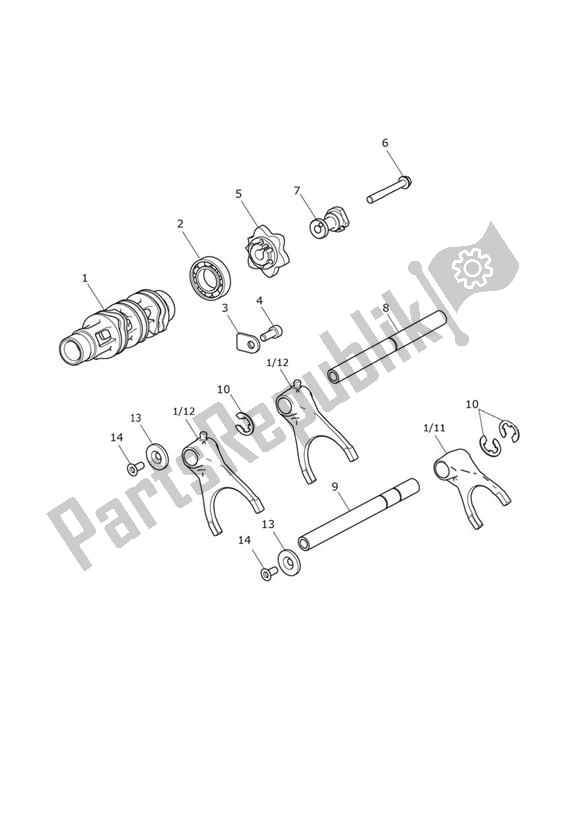 All parts for the Gear Selector Drum Gear Selector Forks - Explorer Xca of the Triumph Explorer XCA 1215 2015 - 2017