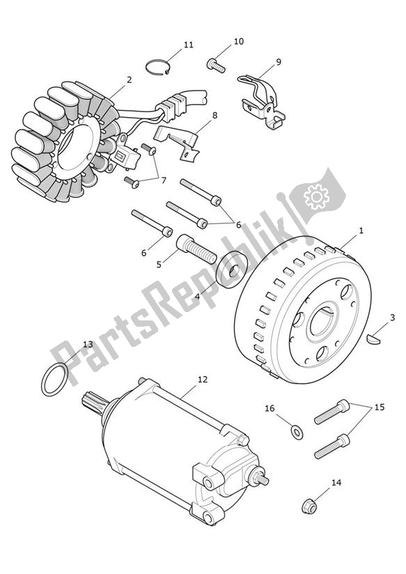 Tutte le parti per il Starter Generator del Triumph Rocket 3 R Black 2458 2021