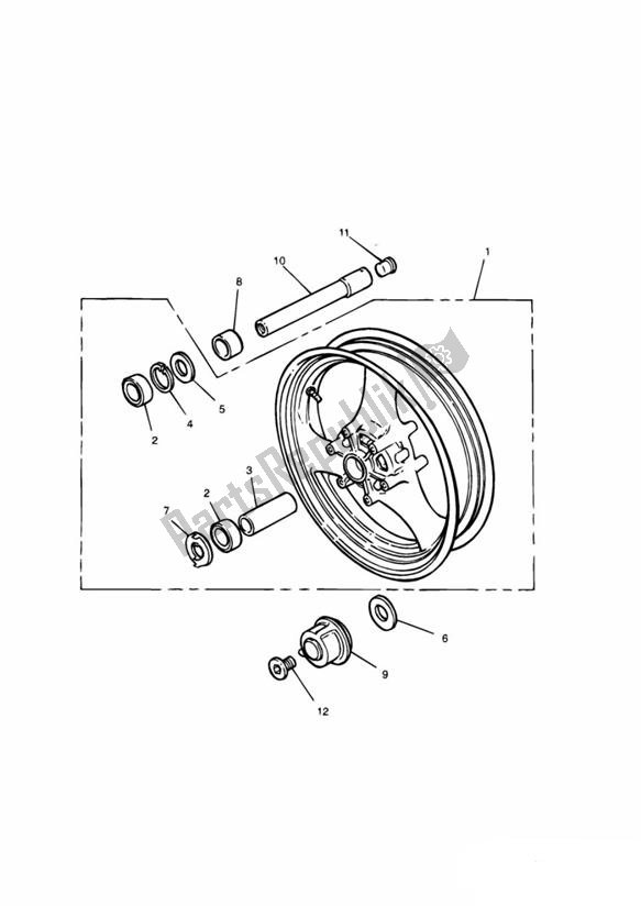 Alle onderdelen voor de Front Wheel Up To Vin009082 van de Triumph Daytona 900 & 1200 885 1992 - 1997