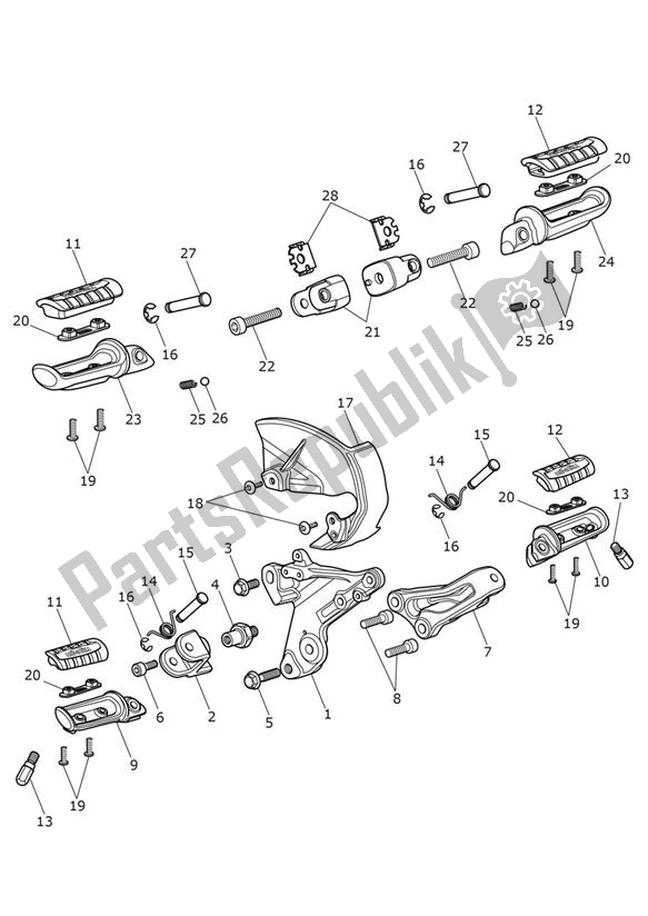 Tutte le parti per il Footrests - Street Twin Up To Vin Ab9714 del Triumph Street Twin UP TO VIN AB 9714 900 2016 - 2018