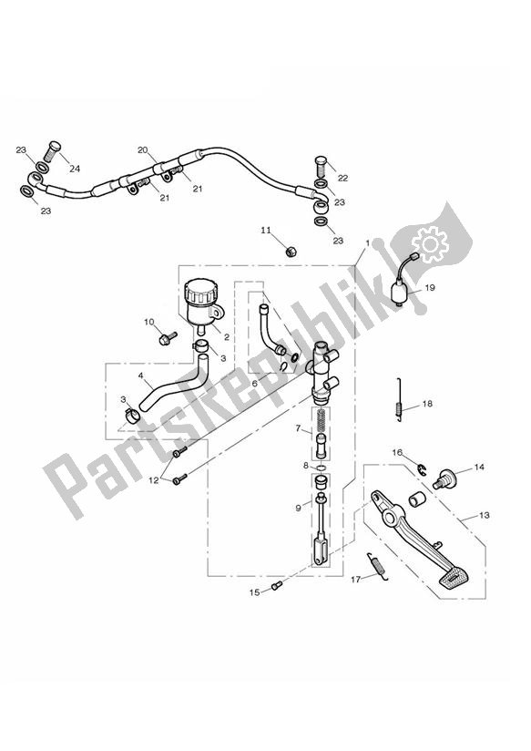 Toutes les pièces pour le Master Cylinder Assy Rear du Triumph Daytona 675 From VIN 564948 2017 - 2018