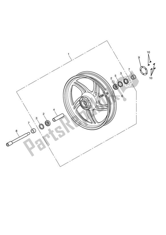 Alle onderdelen voor de Voorwiel van de Triumph Thunderbird Night/storm 1699 2011 - 2017