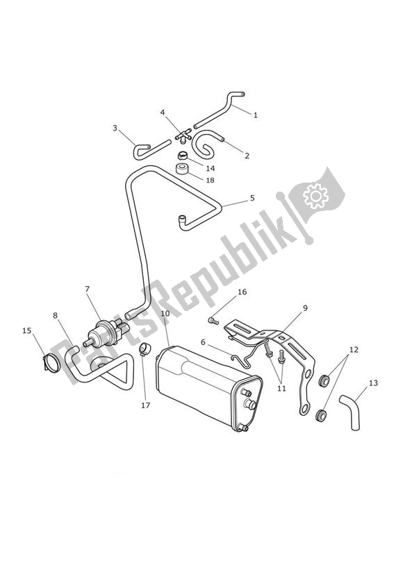 All parts for the Evap System Up To Vin 761795 of the Triumph Tiger XRX UP TO VIN 855531 1215 2015 - 2017