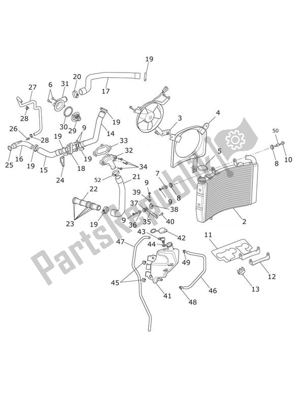 Todas as partes de Resfriamento do Triumph Daytona 675 From VIN 564948 2017 - 2018