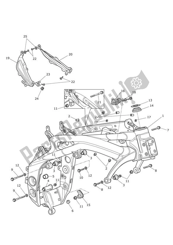 Todas las partes para Main Frame Assembly de Triumph Speed Triple R From VIN 735437 1050 2016 - 2018