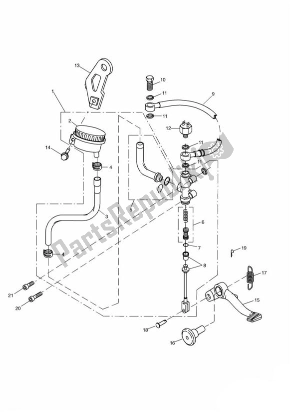 All parts for the Master Cylinder Assy Rear of the Triumph Sprint ST 955I From VIN 139277 2002 - 2004