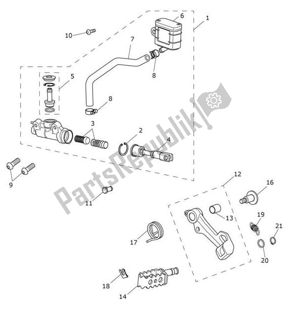 Todas las partes para Master Cylinder Assy Rear de Triumph Scrambler 1200 XE UP TO AC 8498 2019 - 2021