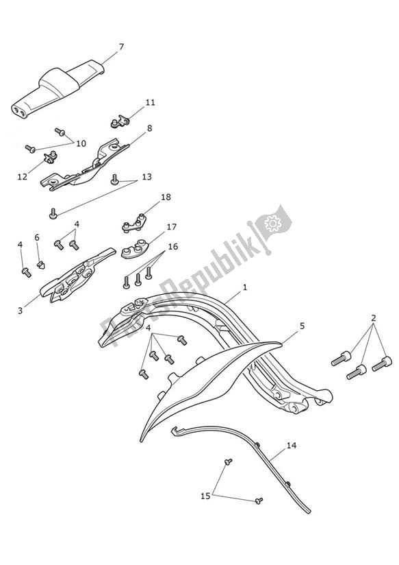 Tutte le parti per il Number Plate Hanger Rear del Triumph Rocket 3 GT Black 2458 2021