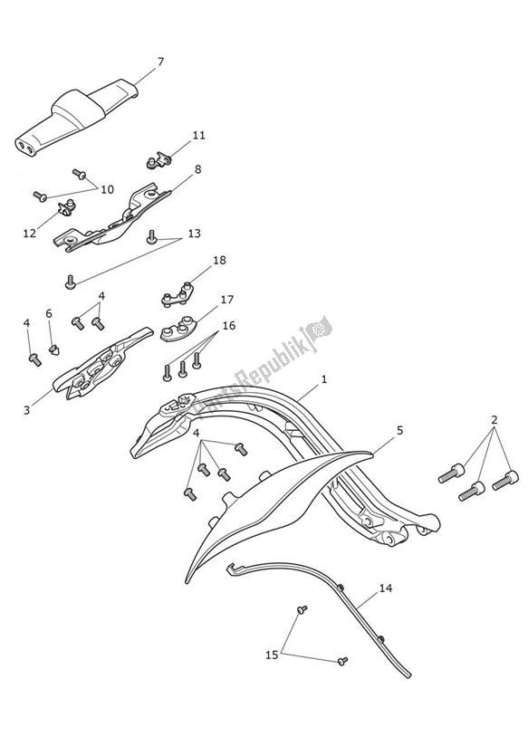 Alle onderdelen voor de Number Plate Hanger Rear van de Triumph Rocket 3 R Black 2458 2021