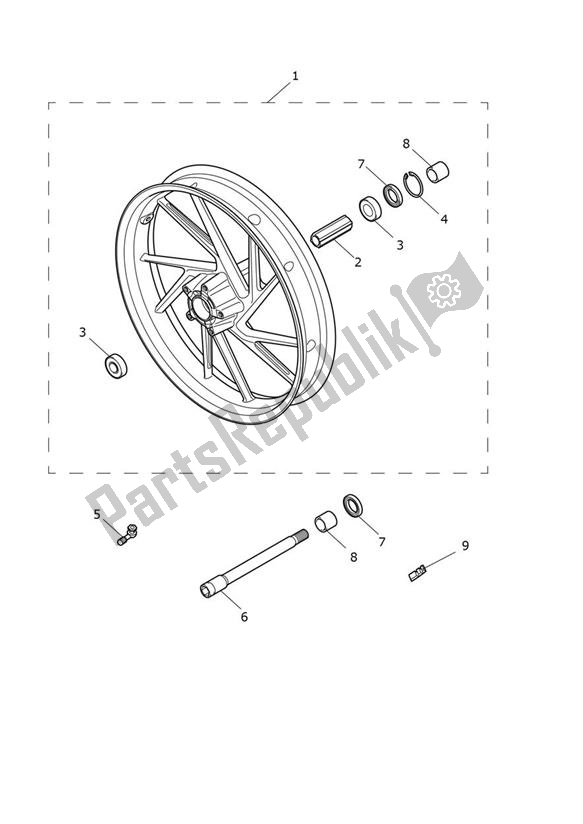 Toutes les pièces pour le Roue Avant du Triumph Tiger 1200 GT PRO 1215 2022 - 2024