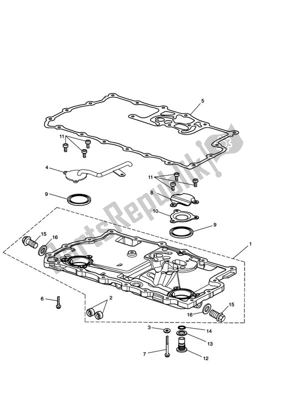 All parts for the Oil Sump Up To Engine217500 of the Triumph Rocket III Roadster 2294 2010 - 2017