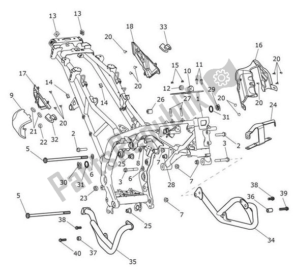 All parts for the Main Frame Assembly of the Triumph Tiger 1200 XCX 1215 2018 - 2020