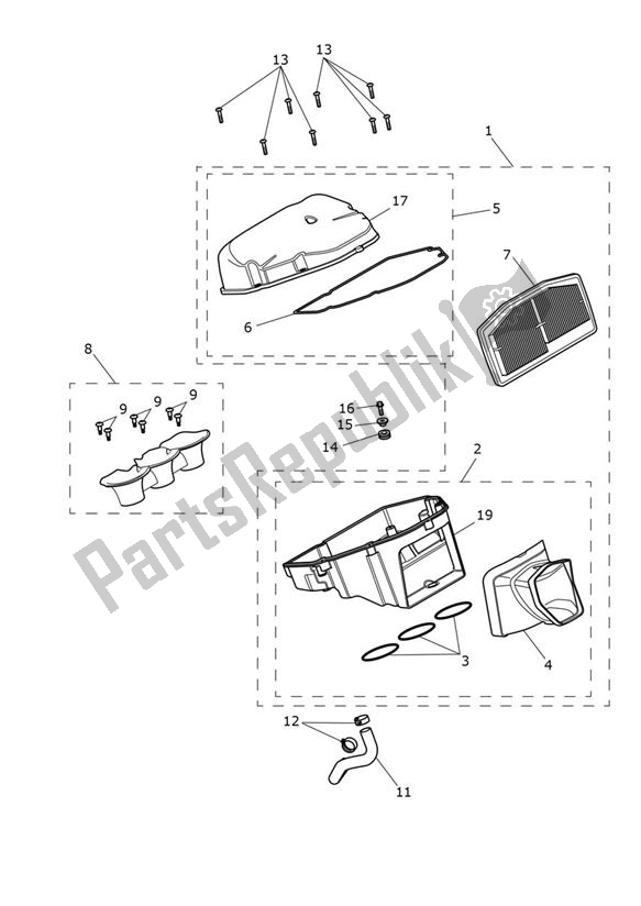 All parts for the Airbox (airfilter) of the Triumph Street Triple R From VIN BF 1297 765 2021 - 2024