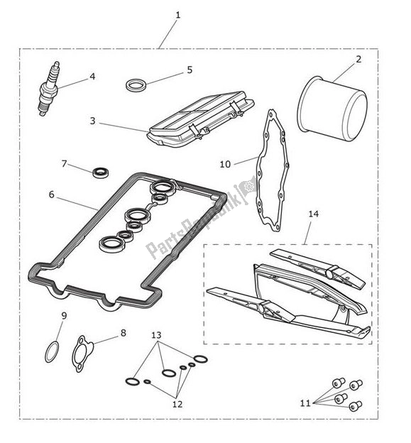 All parts for the Servicekit of the Triumph Tiger XCX From VIN 855532 1215 2018 - 2020