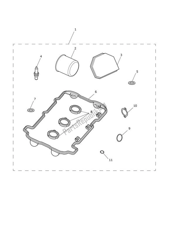 Wszystkie części do Servicekit Triumph Speed Triple R UP TO VIN 735436 1050 2012 - 2016