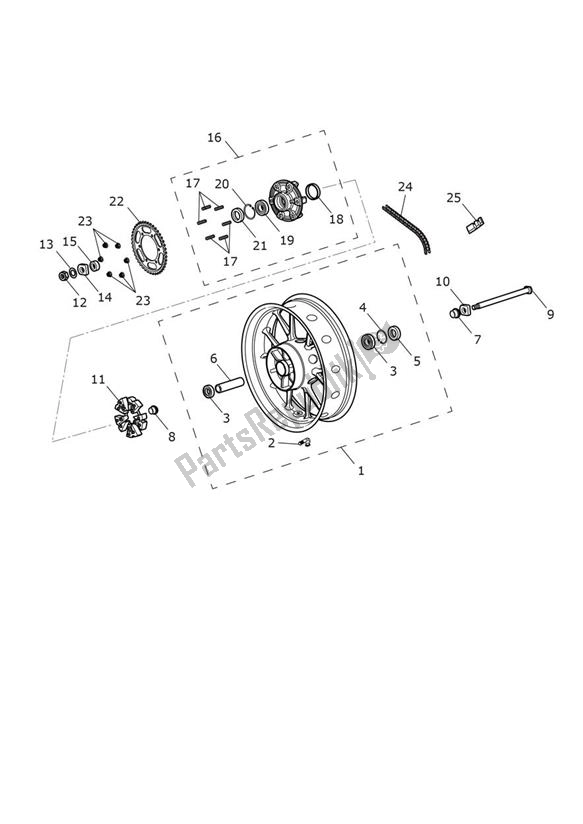 Tutte le parti per il Rear Wheel - Speed Twin From Vin Ae2311 del Triumph Speed Twin From VIN AE 2311 1200 2021 - 2024