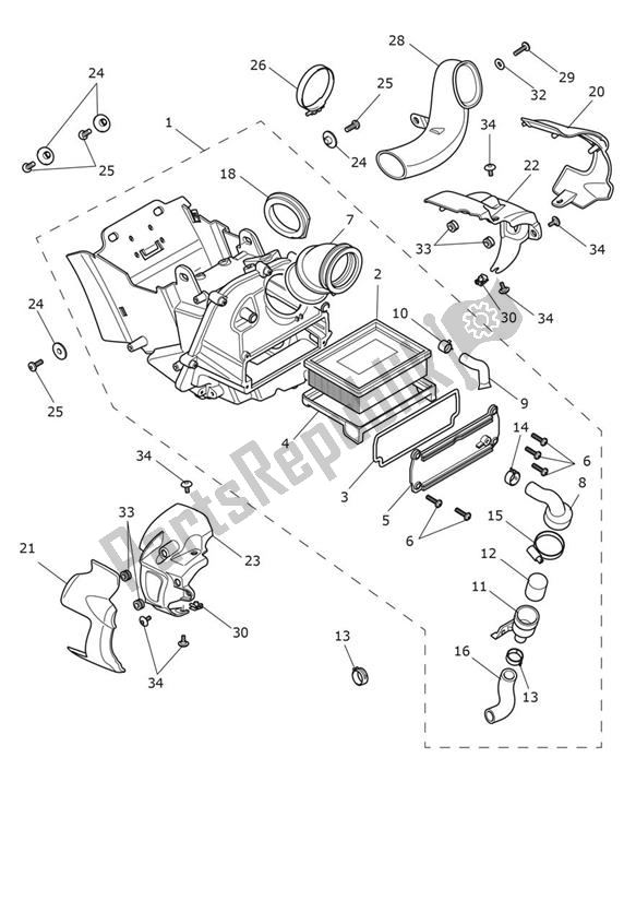 All parts for the Airbox (airfilter) of the Triumph Scrambler 900 From 2022 2022 - 2024