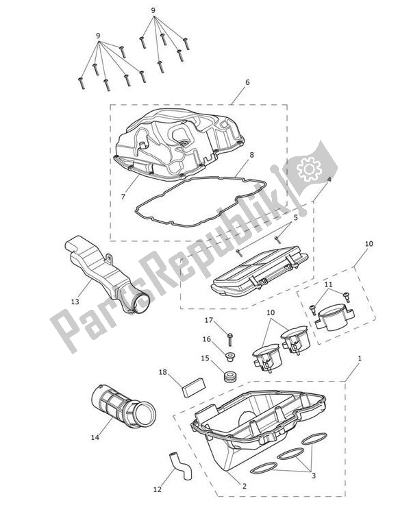 Toutes les pièces pour le Airbox (airfilter) du Triumph Tiger XCA From VIN 855532 1215 2018 - 2021