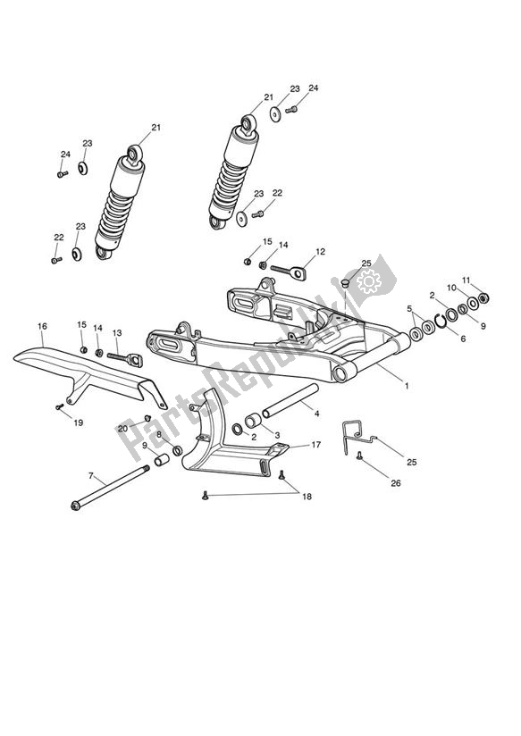 All parts for the Swingarm Rear Suspension Unit of the Triumph Thunderbird LT 1699 2014 - 2018