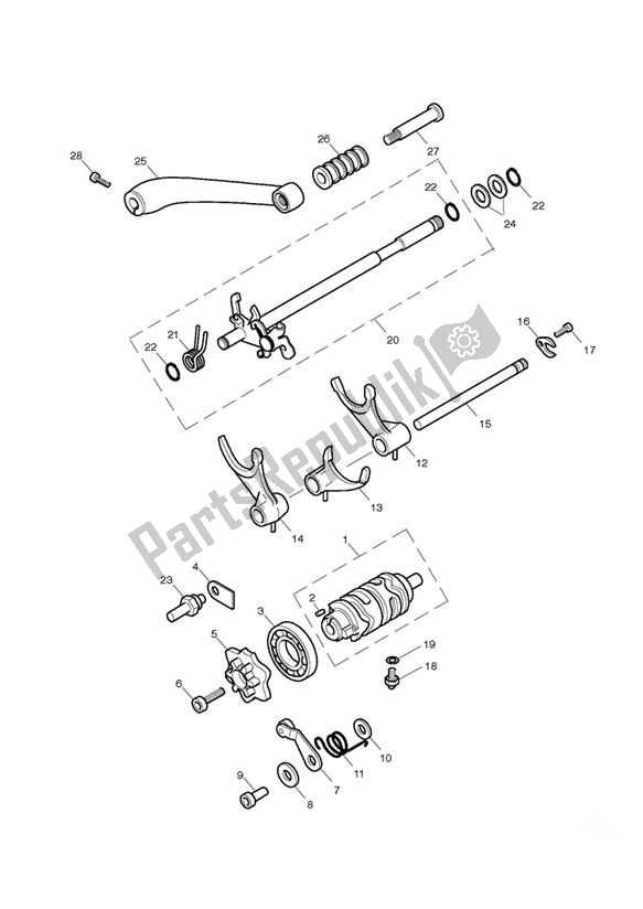 Todas las partes para Gear Selection Shaft Gear Selector Drum de Triumph Bonneville T 100 EFI & Black 900 2017 - 2021