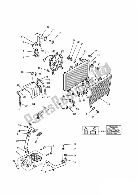 Todas as partes de Cooling 3zylinder do Triumph Daytona 750 & 1000 748 1990 - 1993