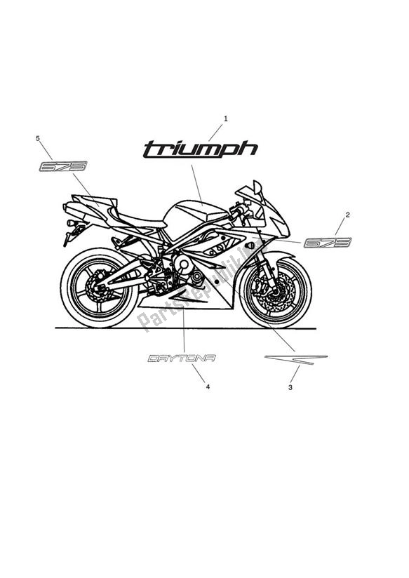 All parts for the Decal From 540563 (nicht 540615 & 540625) of the Triumph Daytona 675 UP TO VIN 564947 2006 - 2017