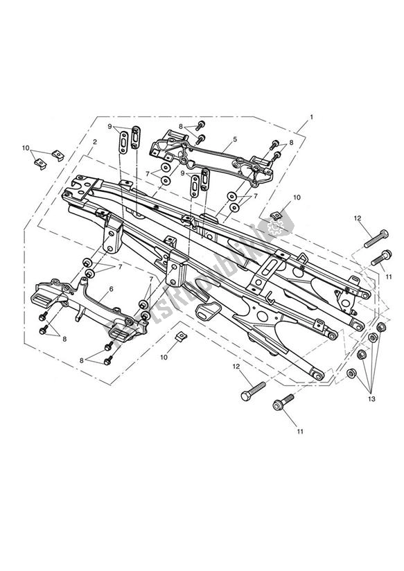 Alle onderdelen voor de Rear Frame Assembly van de Triumph Sprint GT 1050 2011 - 2016