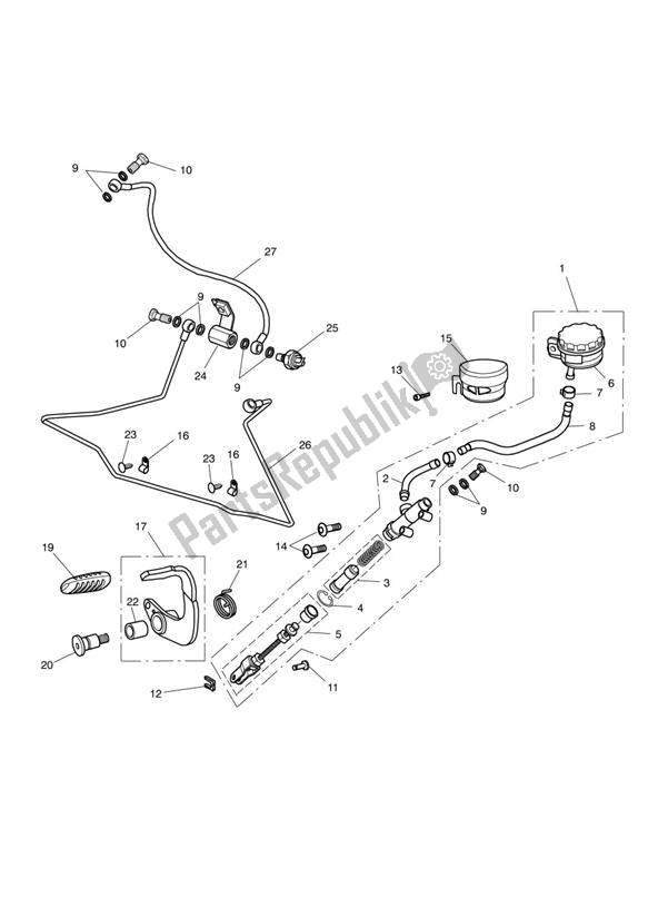 Alle onderdelen voor de Master Cylinder Assy Rear Up To Vin532899 van de Triumph America EFI From VIN 468390 865 2008 - 2017