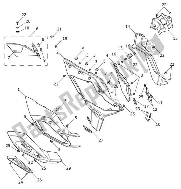 Todas as partes de Fairing Right do Triumph Tiger 1200 XRT 1215 2018 - 2020