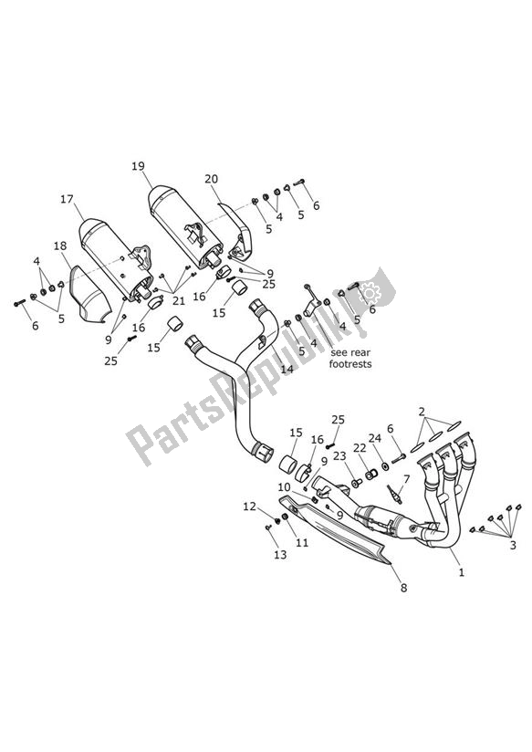 All parts for the Exhaust of the Triumph Speed Triple R From VIN 735437 1050 2016 - 2018