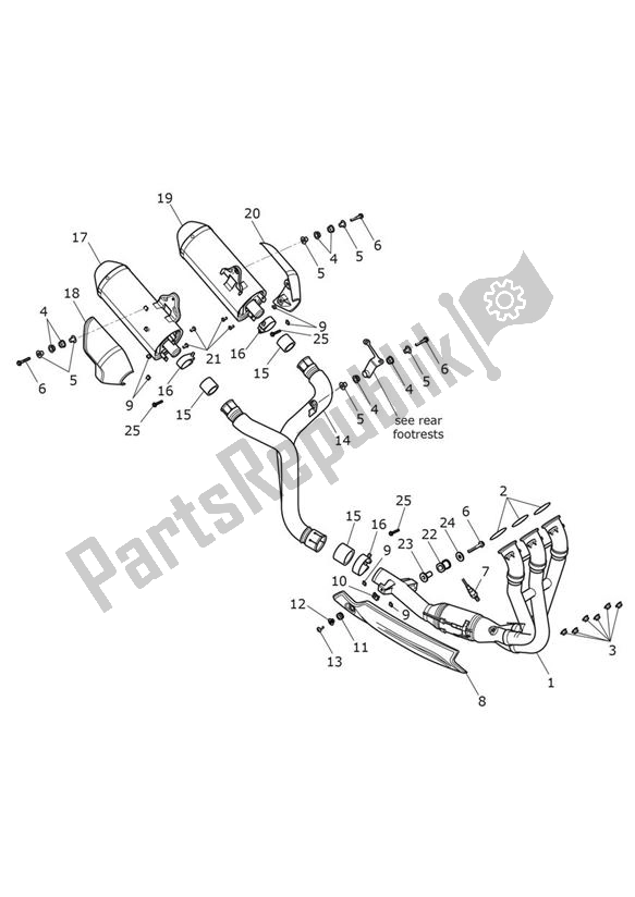 Toutes les pièces pour le échappement du Triumph Speed Triple S From VIN 735438 1050 2016 - 2018