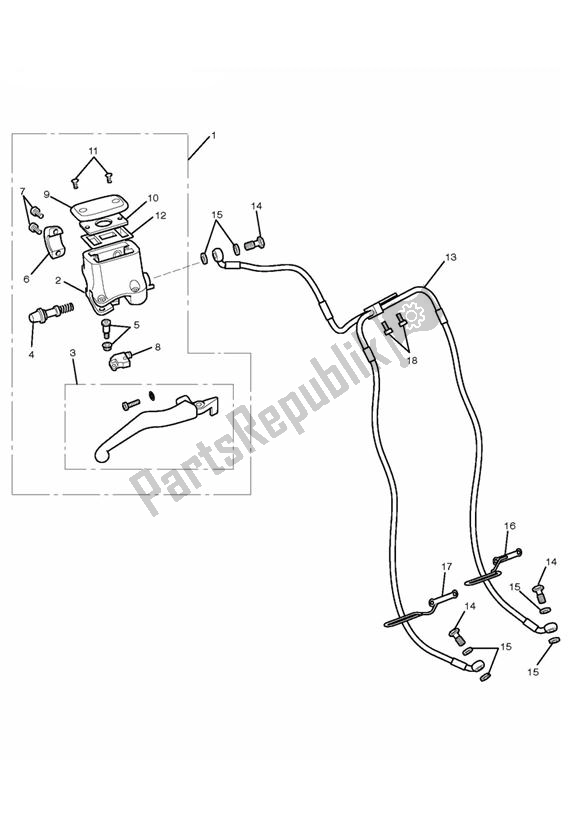 Tutte le parti per il Master Cylinder Assy Front del Triumph Thunderbird 1600 & 1700 1597 2009 - 2015