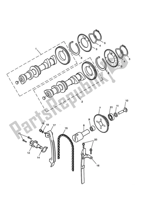 Tutte le parti per il Camshafts Timing Chain del Triumph America EFI From VIN 468390 865 2008 - 2017