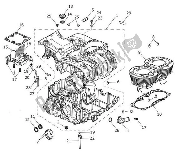 All parts for the Crankcase of the Triumph Scrambler 1200 XC UP TO AE 9097 2019 - 2020