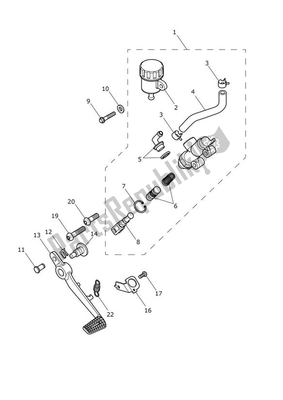 Todas as partes de Master Cylinder Assy Rear do Triumph Street Triple RS From VIN BF 1297 765 2021 - 2024