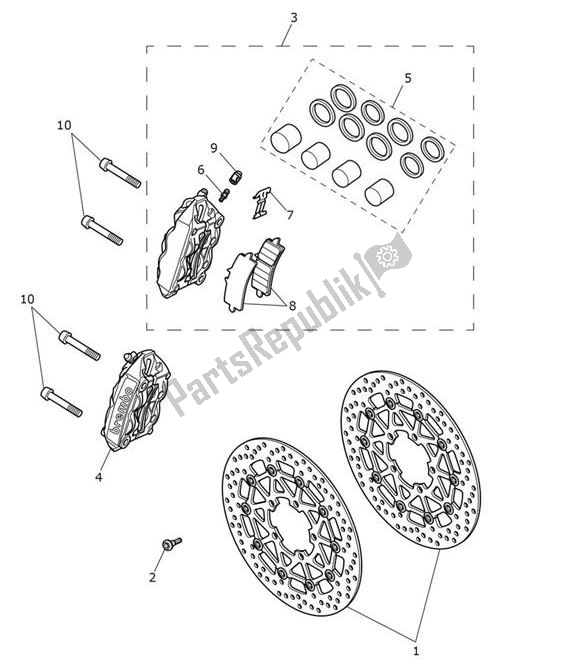 All parts for the Break Front of the Triumph Tiger 1200 XRX 1215 2018 - 2020