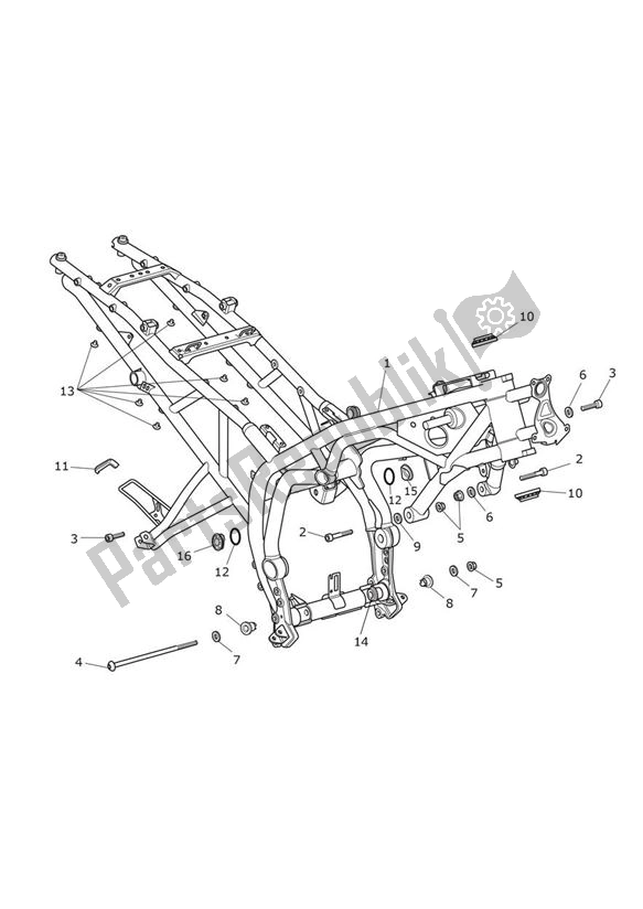 Todas as partes de Montagem Da Estrutura Principal do Triumph Tiger 800 XC 2010 - 2020