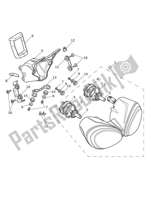 All parts for the Headlight of the Triumph Speed Triple R From VIN 735437 1050 2016 - 2018
