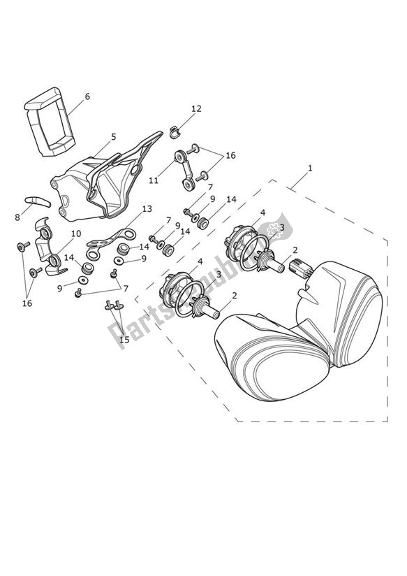 Alle onderdelen voor de Koplamp van de Triumph Speed Triple S From VIN 735438 1050 2016 - 2018