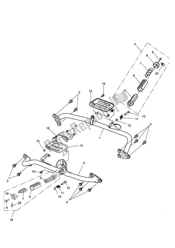 Todas as partes de Apoios Para Os Pés do Triumph Rocket III 2294 2004 - 2012