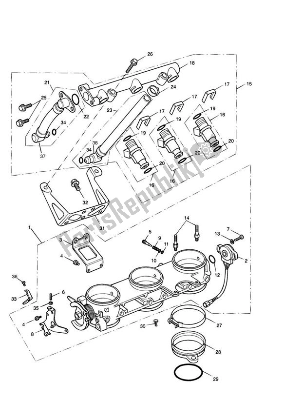 All parts for the Injection Up To Vin207554 of the Triumph Daytona 955I From VIN 132513 1997 - 2006