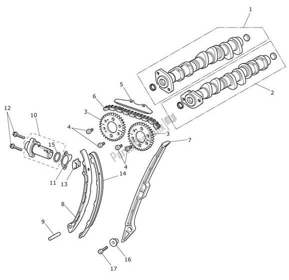 All parts for the Camshaft Timing Chain of the Triumph Tiger XRT From VIN 855532 1215 2018 - 2021