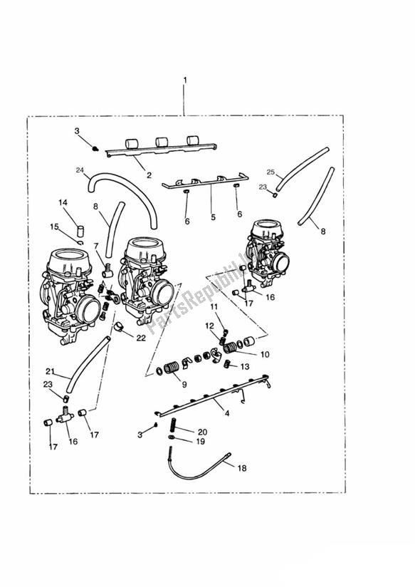 Alle onderdelen voor de Carburator 3zylinder van de Triumph Daytona 750 & 1000 748 1990 - 1993